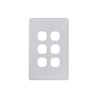 Switch Plate 6 Gang Vandal Proof Puma White Trader