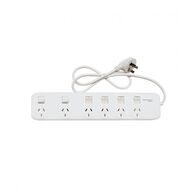 Powerboard Switched 6 Outlet 2400W Surge Protection White Trader