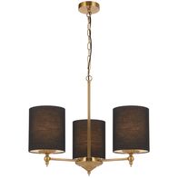 Pendant Light 3 Light E27 650mm Antique Gold Black Argos Telbix