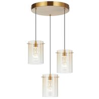 Pendant Light 3 Light LED 12W 4000K Antique Gold Amber Crevil Telbix
