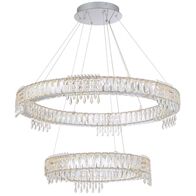 Pendant Light 2 Tier LED 74W Tri-Colour Chrome Crystal Erika Telbix