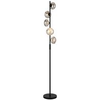 Floor Lamp 5 Light G9 Foot Switch Black Matt Mirror Varlin Telbix