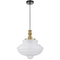 Pendant Light E27 400mm Antique Gold Frost Verdun Telbix