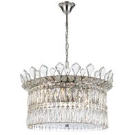 Pendant Light 9 Light E14 560mm Chrome Crystal Virell Telbix