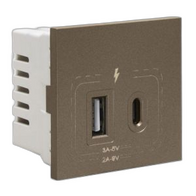 USB Charger Module USB-A and USB-C 18W 2 Module Grey MajorTech