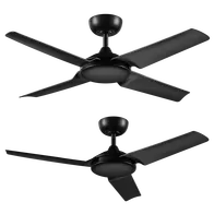Nevada 48 Inch 1220mm Smart DC Ceiling Fan 4 Blade Black Domus