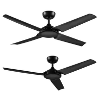 Nevada 56 Inch 1420mm Smart DC Ceiling Fan 4 Blade Black Domus
