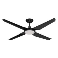 Motion 52 Inch DC Ceiling Fan with LED Light 4 Blade Black Domus