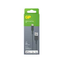 GP Charge & Sync Cable 1m USB-A to Lightning | MFi Certified | 12W Charging Output | 480Mbps Data Transfer | by Powercell