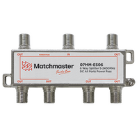 6 Way Splitter 'F' Type 5-2400MHz Power Pass All Ports (Bag)