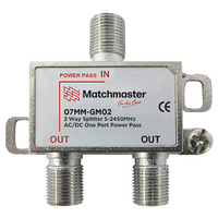 2 Way ‘F’ Type Splitter 5-2450MHz AC/DC One Port Power Pass