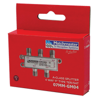 4 Way ‘F’ Type Splitter 5-2450MHz AC/DC One Port Power Pass