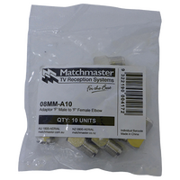 'F' Male to 'F' Female Elbow Adaptor (10 Pack)