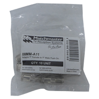 'F' Female to 'F' Male Push-On Adaptor (10 Pack)