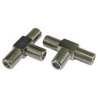 T Piece 3 Way 'F' Type Female Adaptor (5 Pack)