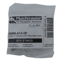'F' Female to IEC Male Right Angle Adaptor (5 Pack)