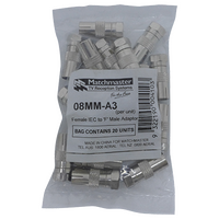 'F' Male to IEC (PAL) Female Adaptor (20 Pack)