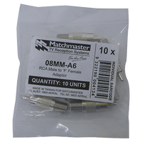 'F' Female to RCA Male Adaptor (10 Pack)
