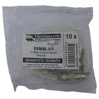 RCA Female to 'F' Male Adaptor (10 Pack)