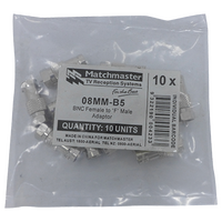 'F' Male To BNC Female Adaptor (10 Pack)