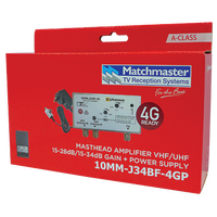 Masthead Amplifier VHF/UHF 34dB with 4G/5G Filter and Power Supply