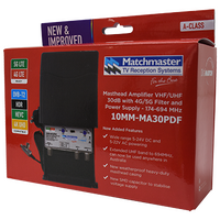 Masthead Amplifier VHF/UHF 30dB with 4G/5G Filter and Power Supply - 174-694MHz