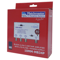 Multiband Masthead Amplifier VHF/UHF 34dB with 4G/5G Filter and Power Supply