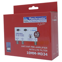 Power Passing Masthead Amplifier VHF/UHF 34dB with 4G/5G Filter