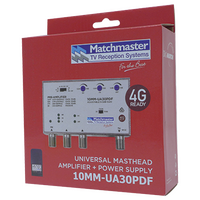 Multiband Masthead Amplifier FM/BI/VHF/UHF 30dB with 4G/5G Filter and Power Supply