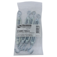 Turnbuckle Hook with 1/4" (6.3mm) Eye (4 Pack)