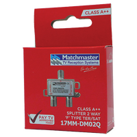 2 Way ‘F’ Type Splitter 5-2400MHz DC All Ports Power Pass