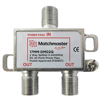 2 Way ‘F’ Type Splitter 5-2400MHz DC All Ports Power Pass (Bag)