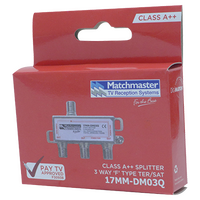 3 Way ‘F’ Type Splitter 5-2400MHz DC All Ports Power Pass