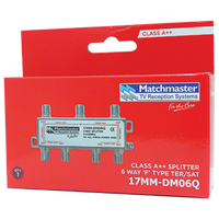 6 Way ‘F’ Type Splitter 5-2400MHz DC All Ports Power Pass