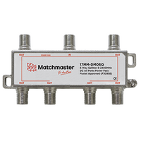 6 Way ‘F’ Type Splitter 5-2400MHz DC All Ports Power Pass (Bag)