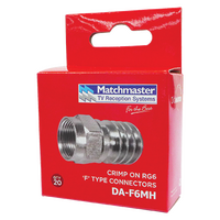 RG6 'F' Type Crimp On Connector (20 Pack)