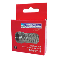 RG6 'F' Type Twist On Connector (2 Pack)