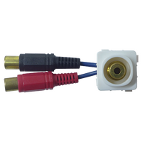 3.5mm Stereo Socket Wall Plate to 2 Female RCA Tails (4 Pack)