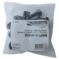 HDMI® Insert (Black) to HDMI® Female Short Cable (10 Pack)