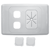 2 Way Outlet Plate with Cable Management including 2 Blank Inserts