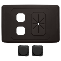 2 Gang Outlet Plate with Cable Management (Black)