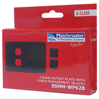 2 Gang Outlet Plate with Cable Management (Black)