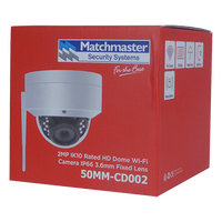 2MP IK10 Rated HD Dome IP Wi-Fi Camera IP66 3.6mm Fixed Lens