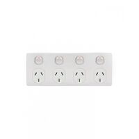 Puma - 4 Gang Fixed Power Point Double Pole 10A  Matt White x15 - PUBIG4MW