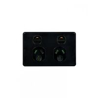 Puma - Power Point Switched 2 Gang, 15A 250V~  Black x10 - PUPP152GBK
