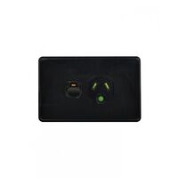 Pumau00a0Power Point Switched 1 Gang, 10A 250V~, with Lighting Pin  Black x10 - PUPP1GLBK