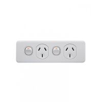 Puma -u00a0Power Point Switched 2 Gang, Skirting Mount, 10A 250V~  - PUPP2GSK