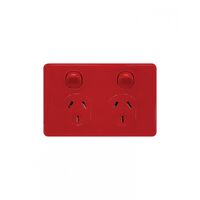 Puma - Power Point Double Pole Switched 2 Gang, 10A 250V~, Shuttered, Vandal Proof, RED  x10 - PUPP2GVPRD