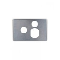 Puma - Single Horizontal Switched Socket with Extra Switch, Cover Brushed Aluminium  x10 - PUPPSW1GCBA
