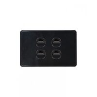 Puma - Switch Horizontal 4 Gang, 10AX/16A 250V~  Black x10 - PUSW4GBK